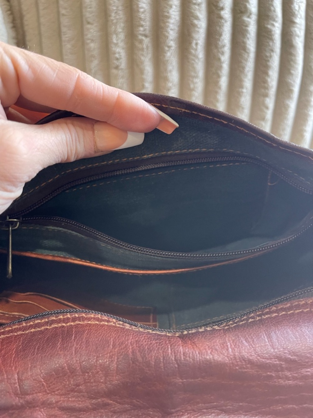 Vintage Chocolate Brown Leather Satchel with Buckle - Picture 11 of 11